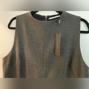 Tahari Paloma charcoal grey lined dress with back zipper Sz.14